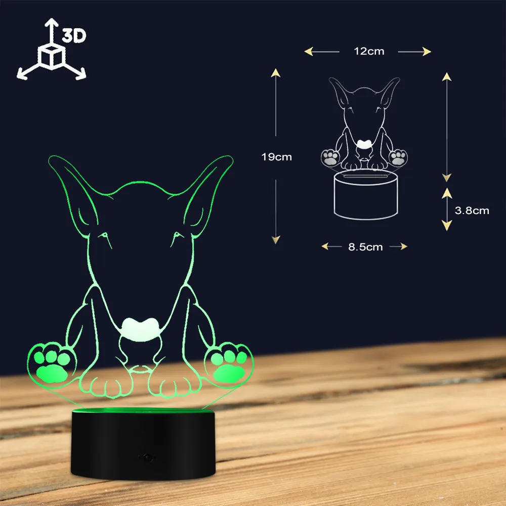 Милая собака овчарка форма дизайн настроить имя 3D Оптическая иллюзия ночник
