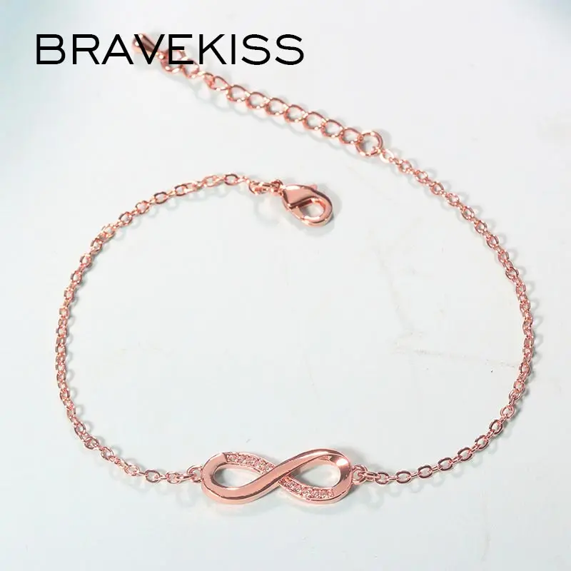 BRAVEKISS Initial Infinity браслеты с буквами розовое золото браслет цепочка дружбы модные