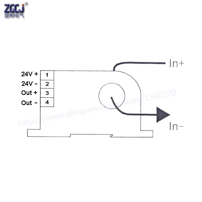 Перфорация AC0-100A ток передатчик 4-20mA, 0-20mA, 0-5 V, 0-10V Выход перфорированные Датчик тока переменного тока Амперметр переменного тока преобразователь сигналов