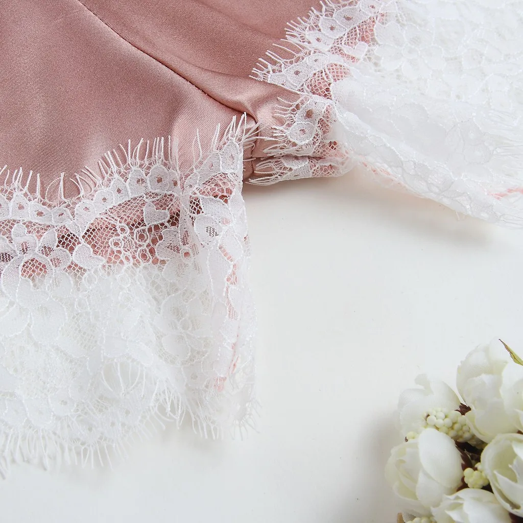 

New Women V-Neck Silk Lace Sexy Stain Pijamas Verano Mujer Sexy Sleepwear Shorts Set Lingerie pijamas women set 41*