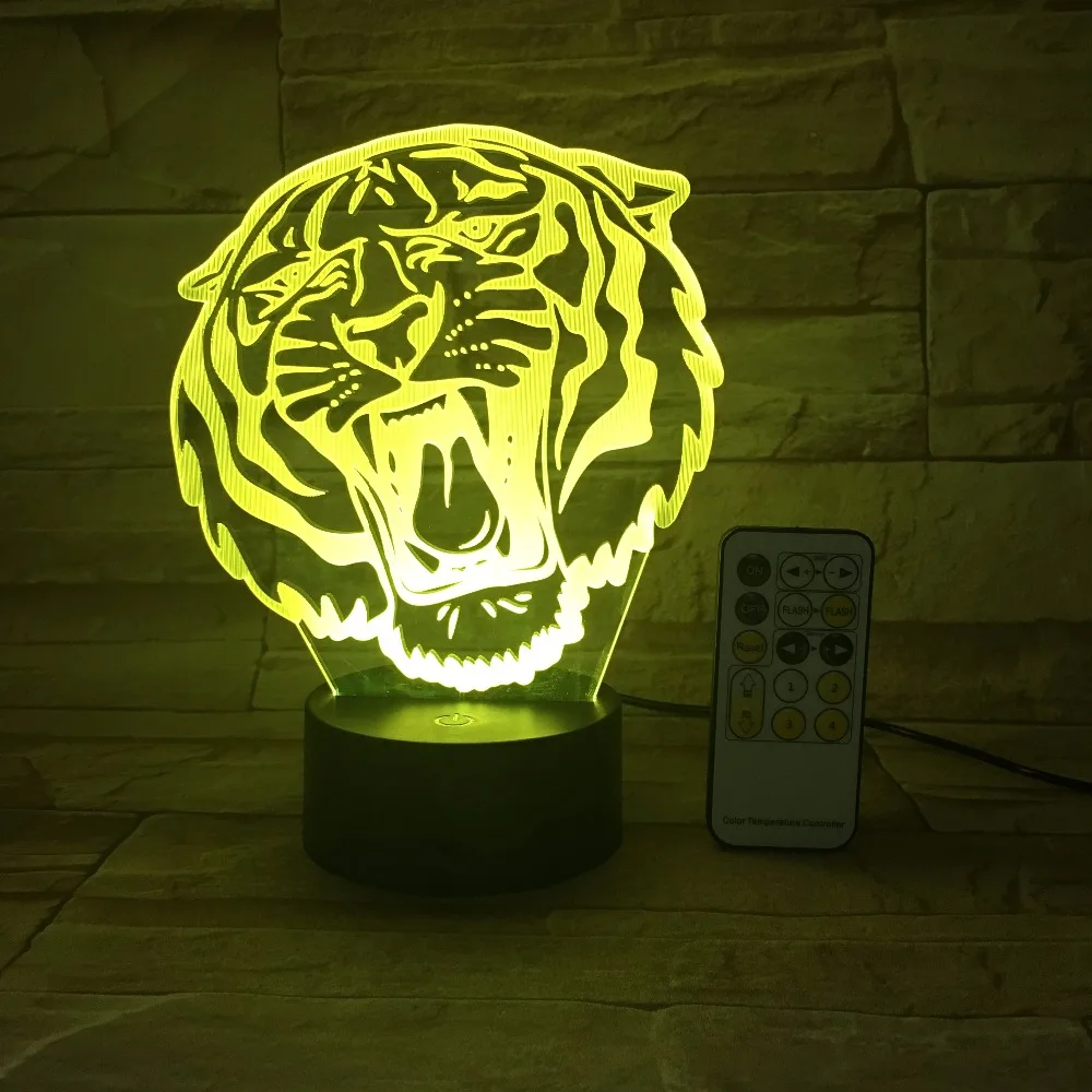 Радиоуправляемый пульт или сенсорное Управление 3D льва дом Декор USB лампа