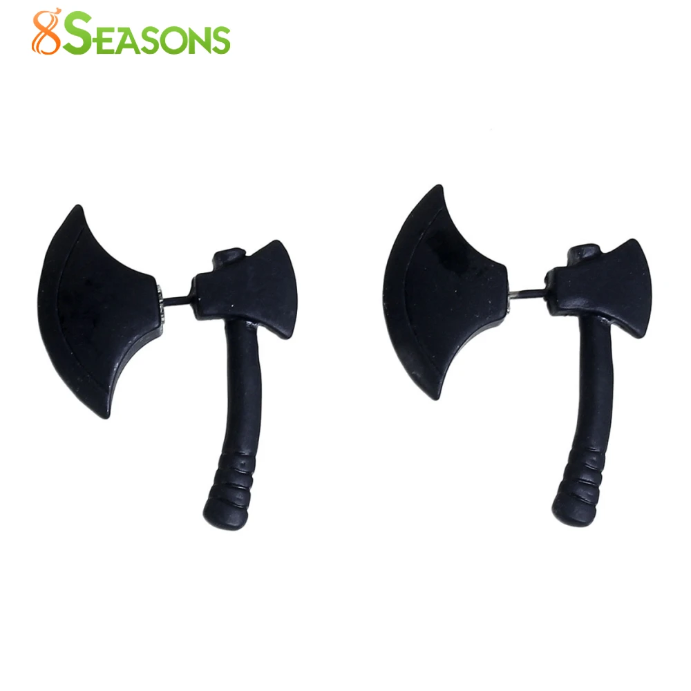 Двухсторонние серьги гвоздики 8SEASONS 3D черный топор 26 мм (1 дюйм) x 20 (6/8 дюйма) 2 шт.