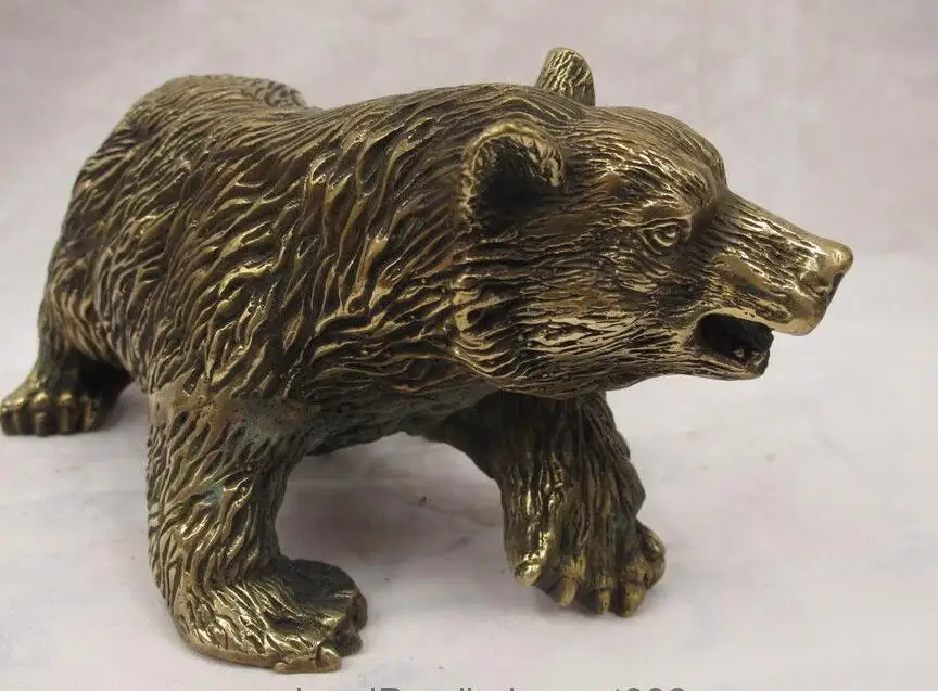 Chinese Folk Copper carving Brown Bear Family Decor art Statue | Дом и сад