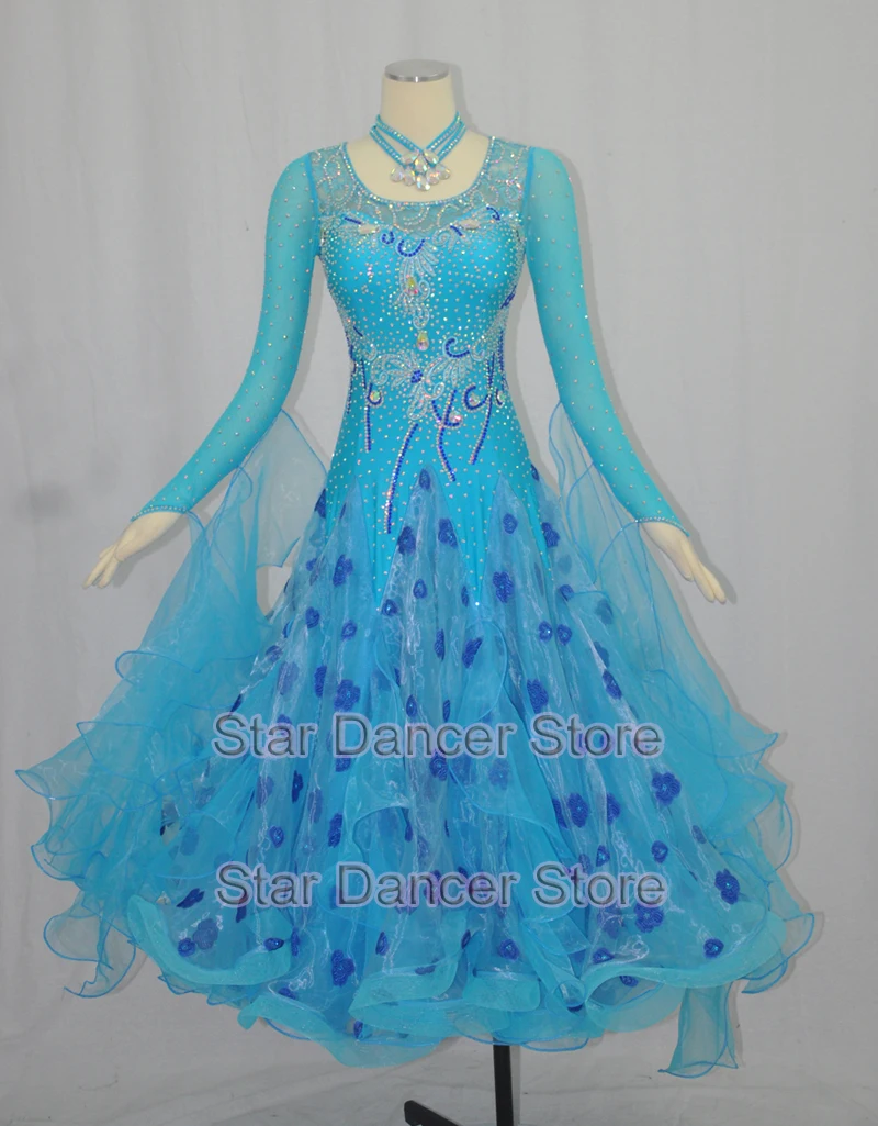 

Standard Waltz Ballroom Dancing Dress Adult 2021 New Design Long Sleeve Elegant Ballroom Competition Dance Dresses Women