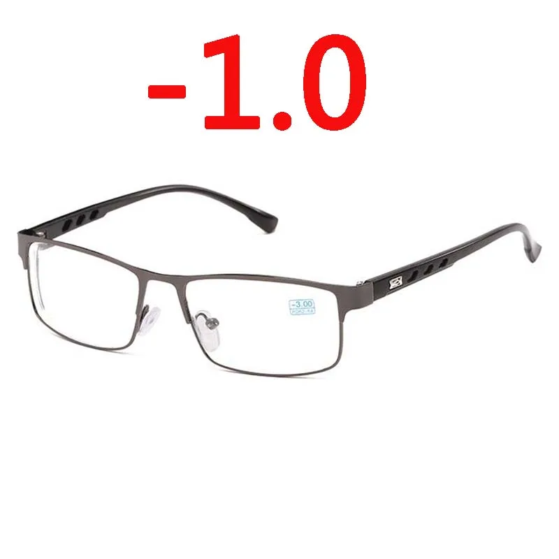gray myopia -1.0 1-1,5-2-2,5-3-3,5-4-4,5-5-6 очки для близорукости для женщин и мужчин металлическая оправа ультралегкие очки для близорукости студентов - Цвет оправы: gray myopia -1.0