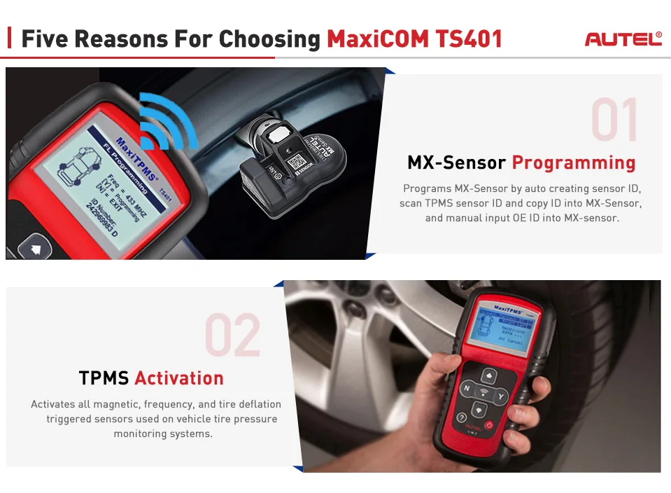 Инструмент активации TPMS Autel MaxiTPMS TS401 с услугой программирования MX-Sensor получение