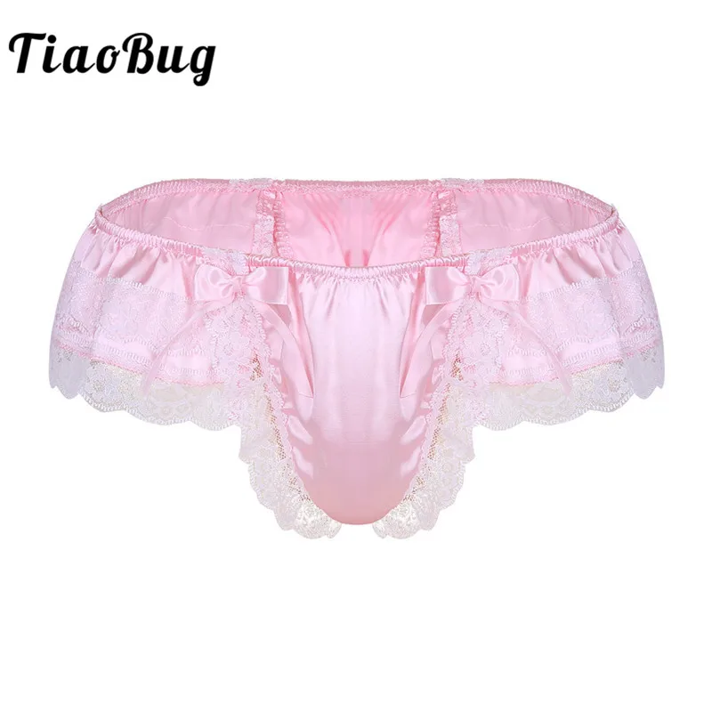 Мужские Блестящие трусики стринги TiaoBug из мягкого атласа нижнее белье с