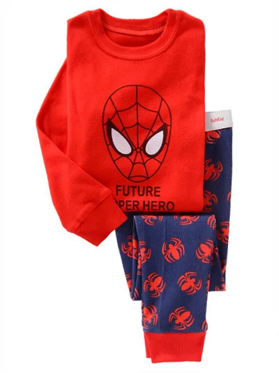 2018 Boys Girls Spider-man Super Man Set Spring Children's Clothing Full Pants +shirts Suit Kids Clothes Pajamas Sets Hot Casual | Детская
