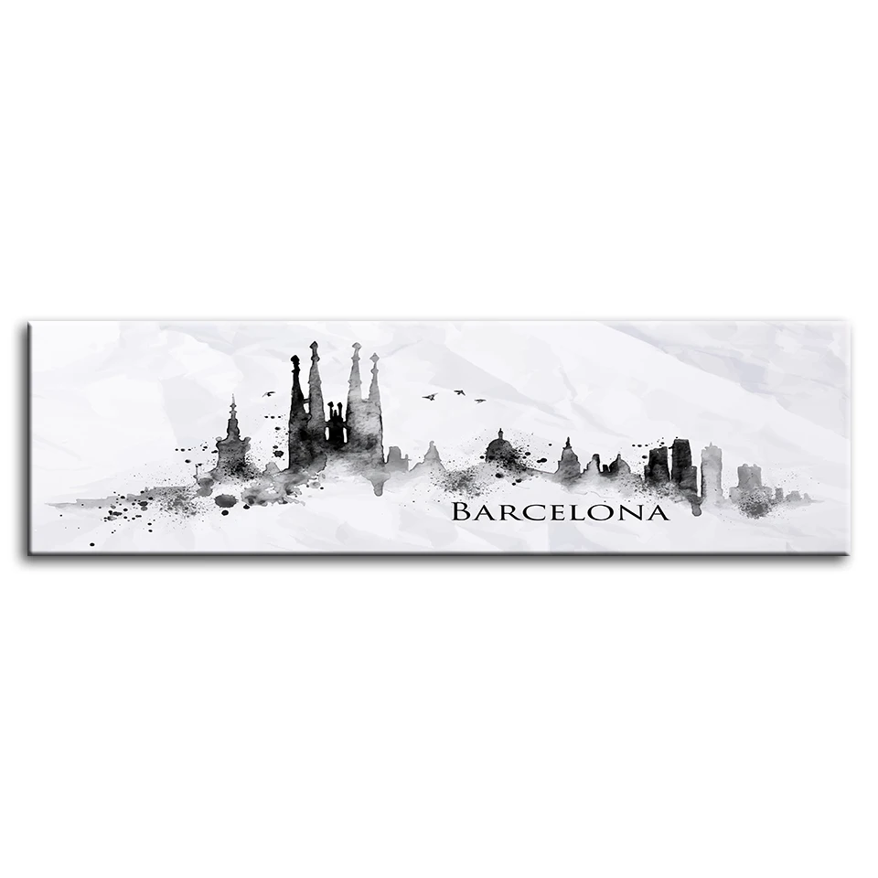 Каллиграфия модульные HD Wall Art 1 Панель фотографии Барселона Испания холст картина