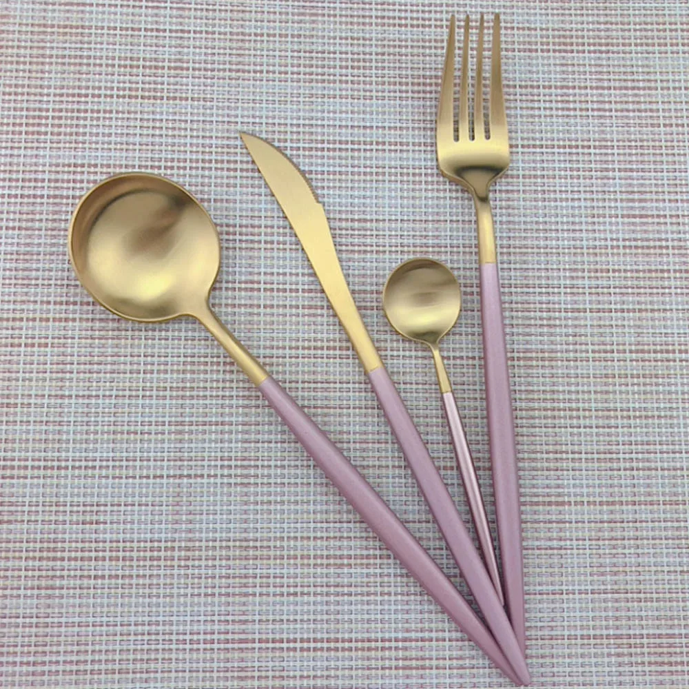 30 комплект столовых приборов посуда из розового золота набор посуды 304