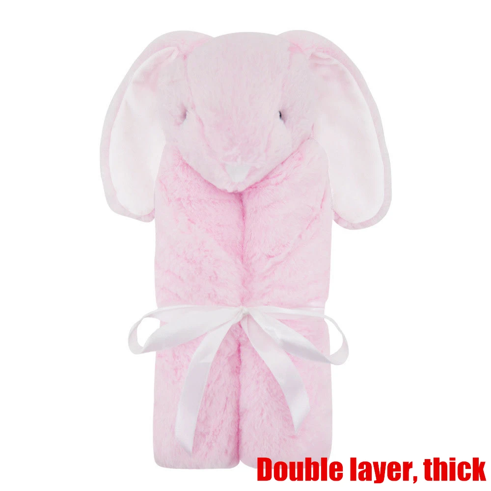 Pink rabbit thick Детское одеяло s для новорожденных животных, уплотненное Фланелевое детское муслиновое пеленание, конверт для коляски, обертка для детей, для игры в ванной, постельные принадлежности, одеяло - Цвет: Pink rabbit thick