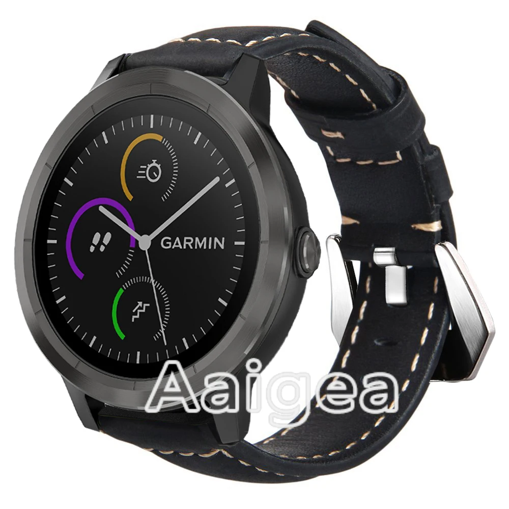 Crazy Horse ремешок из натуральной кожи сменный ремешок для часов Garmin Vivoactive 3 с классической серебряной твердой пряжкой Ремешки для наручных часов мужские