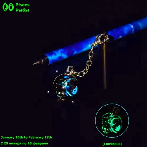 Pisces Милые 12 созвездий, светящийся знак зодиака, астрология, кулон 0,5 мм, гелевая ручка для офиса, школы, канцелярские принадлежности - Цвет: Pisces