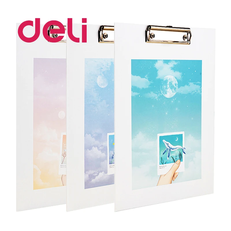 Deli Folder Board A4 Clip Writing Plywood Folding Student Stationery Writing Cardboard Test Paper Menu Folder Office Supplies