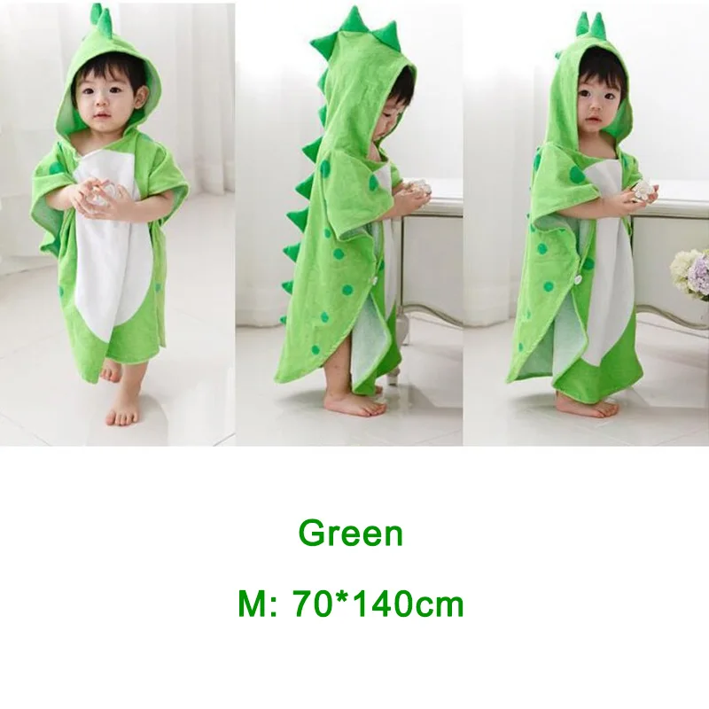Green-M Детский банный халат с 3D рисунком динозавра, пляжное полотенце для маленьких девочек и мальчиков, детское хлопковое банное полотенце с капюшоном для детей возрастом от 2 до 6 лет - Цвет: Green-M