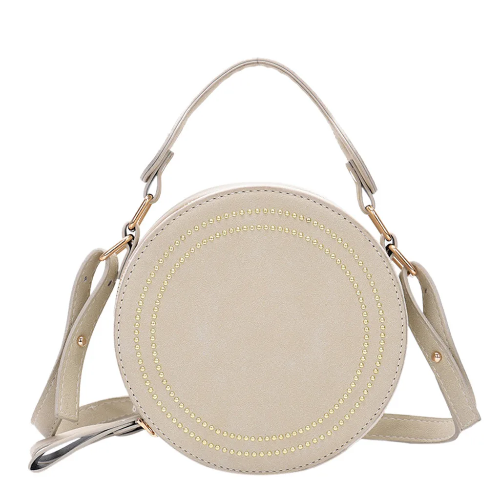 Однотонная сумка на плечо модная женская однотонная круглая универсальная через