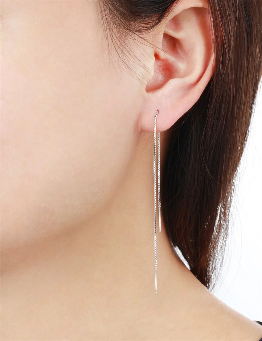 Женские длинные серьги подвески из стерлингового серебра 925 пробы с цепочкой в