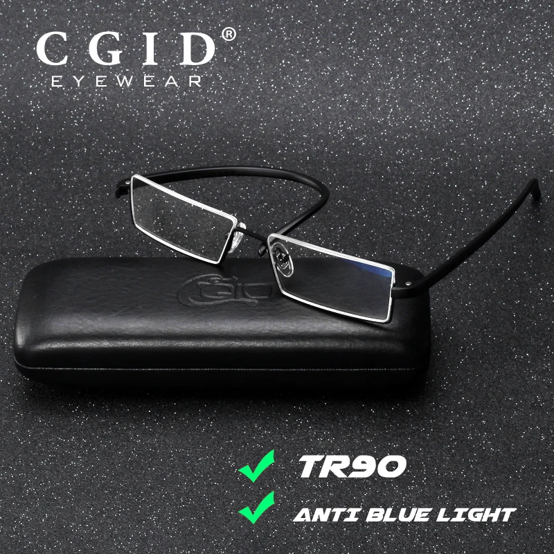 Cgid супер легкий TR90 Очки для чтения женщин Анти Blue Ray Полуободковые глаз Металл