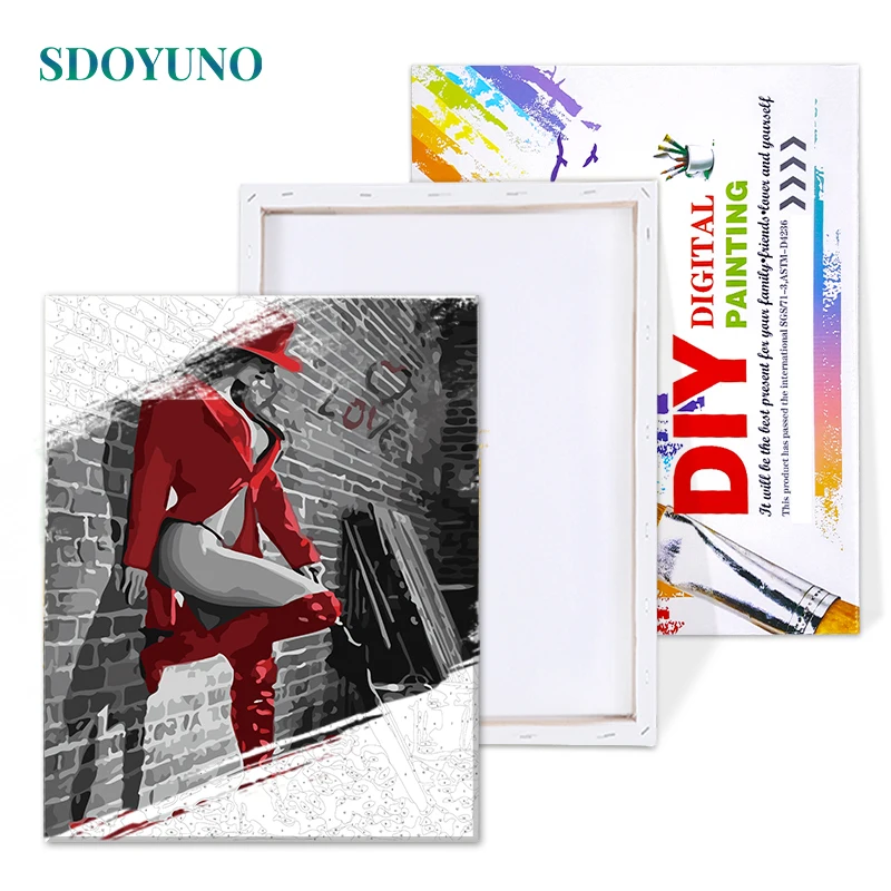 DRAWCOLOR рамки рисунок для женщин DIY краски ing по комплекты номеров акрил на окрашивание холста по номерам домашний декор 40x50 см