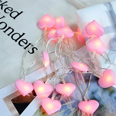 Розовый 10 светодиодный s 20 светодиодный s 40 светодиодный s Love Heart Свадебный светодиодный Сказочный фонарь Романтические свадебные вечерние гирлянды освещение - Испускаемый цвет: Розовый