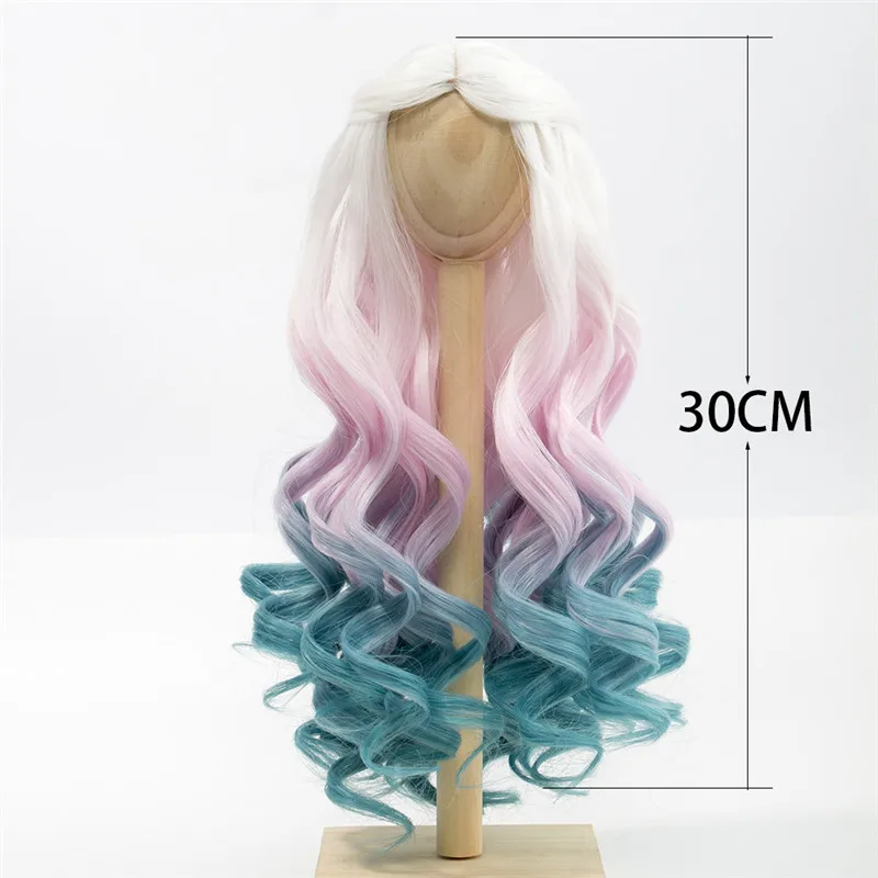 1001RT2334RT4811 1/3 1/4 BJD/SD кукольный парик из термостойкого волокна, длинные кудрявые парики белого, зеленого, синего цвета с эффектом омбре для кукол BJD/SD - Цвет: 1001RT2334RT4811