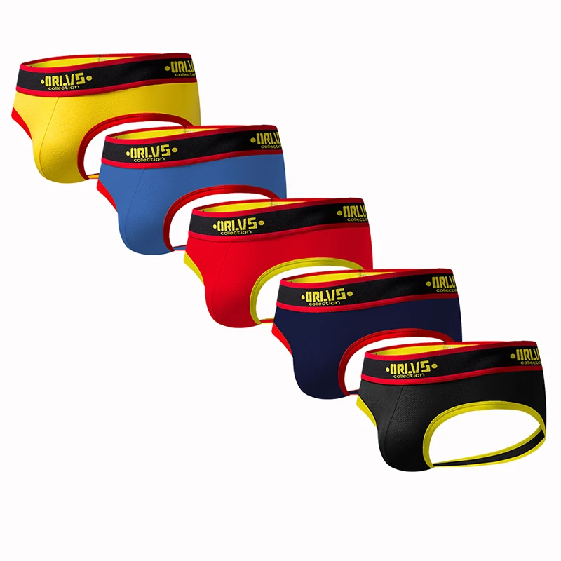ORLVS 2019 Gay jockstrap 5 шт./партия нижнее белье хлопковые мужские трусики стринги с