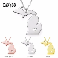 caxybb michigan state necklace design cute women personalized necklaces fashion mi state charm link necklace chains link