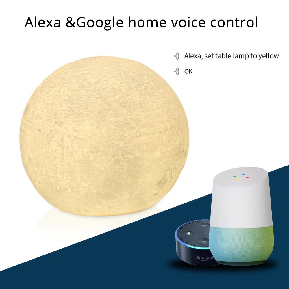 Светодиодный ночсветильник с дистанционным управлением совместим Alexa Google Home 3D