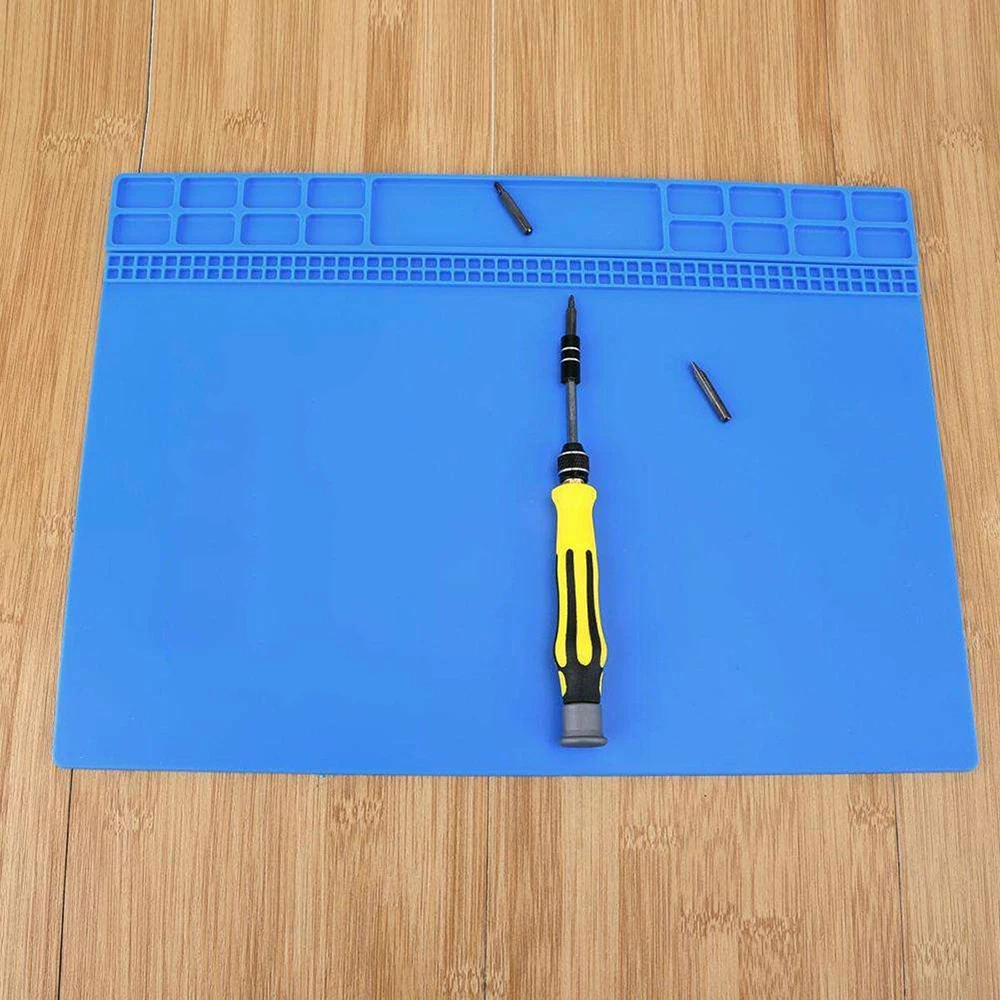 

Black Gray Blue 1pcs 250*350mm Heat Silicone Pad Magnetic Desk Mat Soldering Repair Tool For BGA