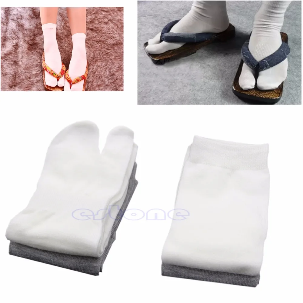 

5 Pairs Unisex Split Toe Japanese Kimono Geta Socks Clog Flip Flop Cotton Tabi