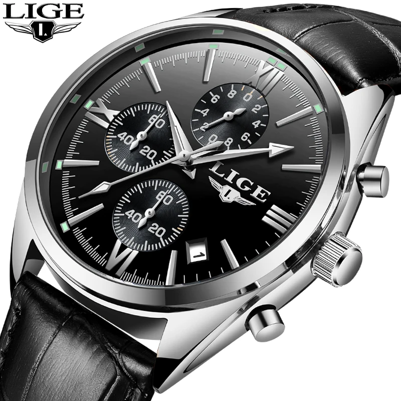2018 LIGE New Mens Watches Brand Luxury Quartz Watch Men Casual Leather Military Waterproof Sport Wrist Relogio Masculino | Наручные часы