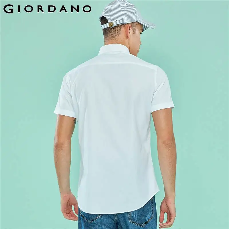Giordano мужская повседневная рубашка с короткими рукавами из натурального хлопка