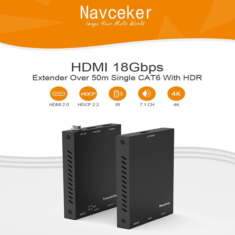 Удлинитель HDMI 4K 60 Гц 50 м HDCP 2 0 удлинитель по кабелям Cat6 Cat7 с ИК трансмиттером RJ45 TX/RX