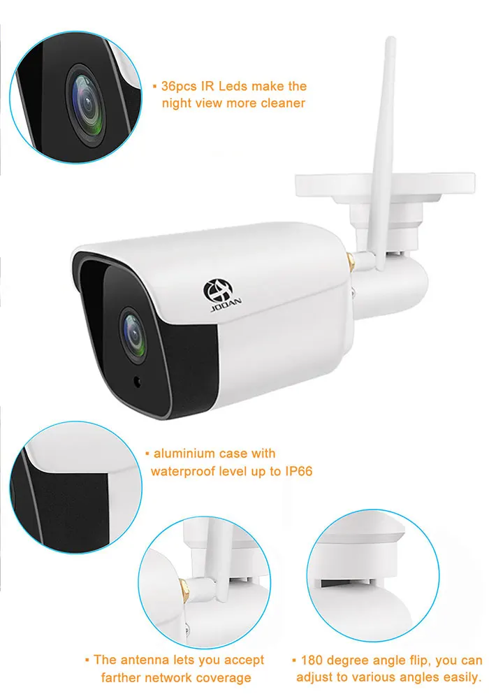 JOOAN 2MP IP камера Wifi 1080P Беспроводная камера Проводная P2P CCTV цилиндрическая уличная камера с разъемом для карты памяти SD Max 128G