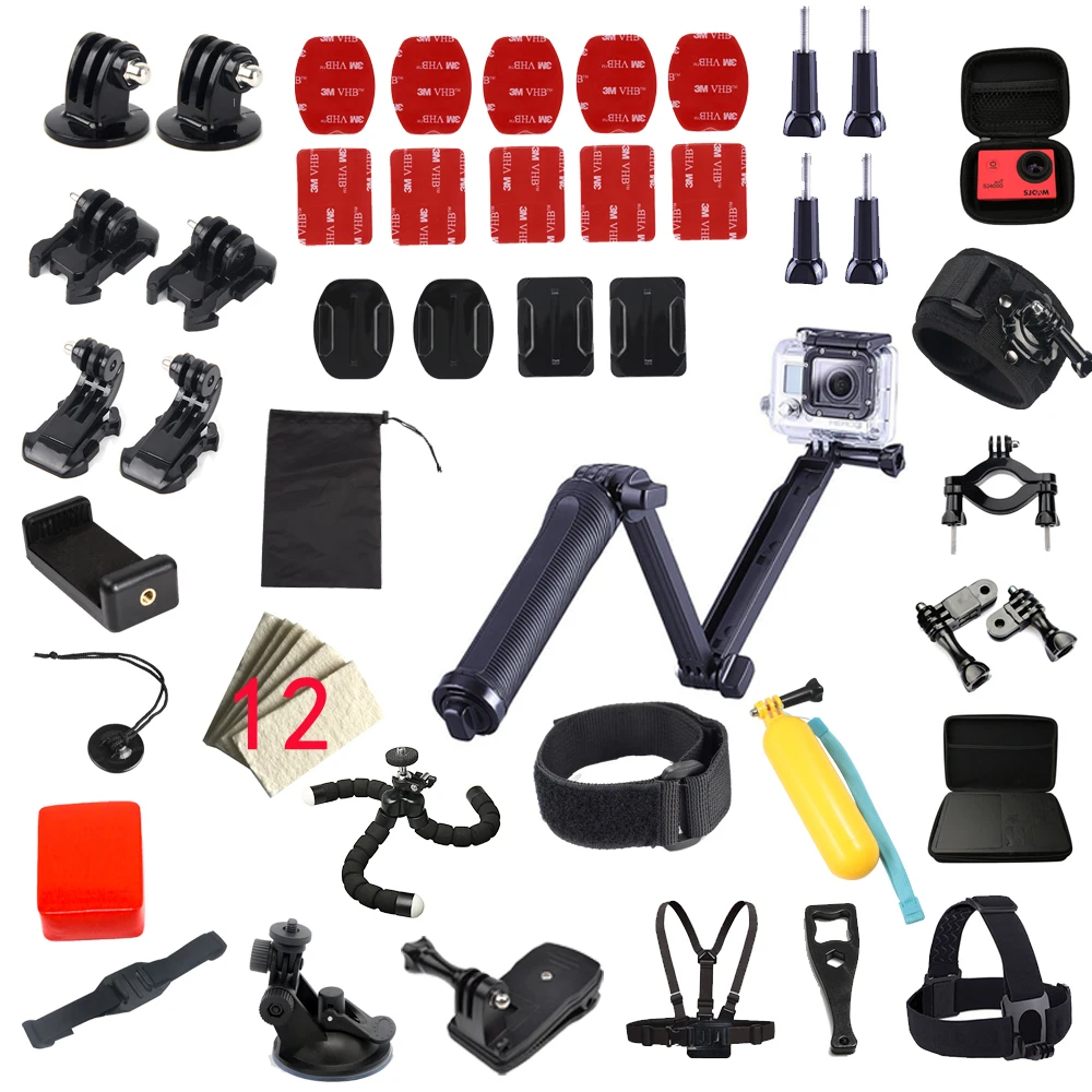 

for Gopro Accessories Set For Gopro hero 6 5 4 3 kit 3 way selfie stick for eken h8r/for xiaomi for yi eva case