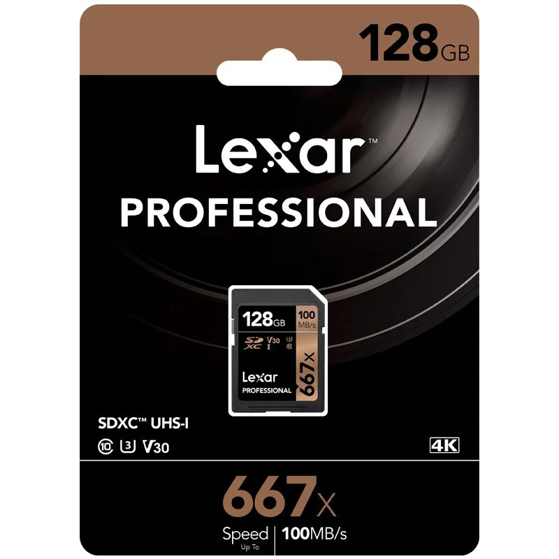 Оригинальная профессиональная SD карта памяти Lexar 667x128 ГБ U3 класс 10 SDXC флэш-карты 100