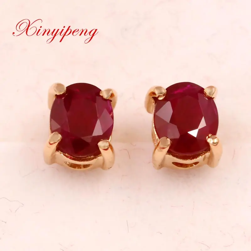 Серьги гвоздики Xin yi peng из настоящего 18 каратного розового золота с 100%