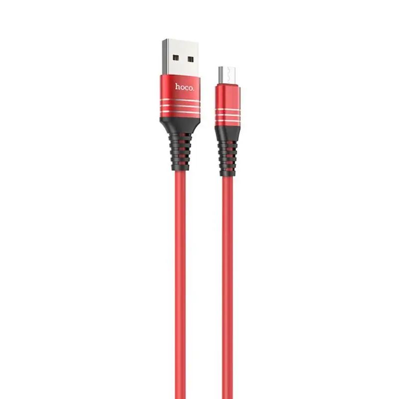 Красный HOCO U46 Силиконовый Micro USB кабель для быстрой зарядки и синхронизации данных для телефонов Android для huawei Xiaomi USB кабель для зарядного устройства - Цвет: Красный