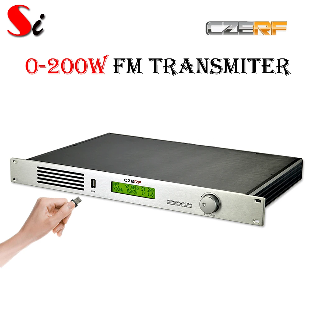 Professional CZE-T2001 0-200W adjustable FM stereo transmitter broadcast radio station | Radio &amp TV Broadcasting Equipment