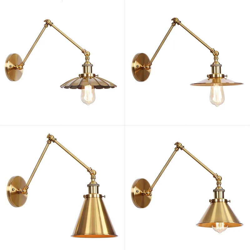 Goede Swing Arm Gold Wandkandelaars Verstelbare Moderne Wandlampen Met Metalen Shade Opvouwbare Slaapkamer Muur Verlichting In Hal Woonkamer