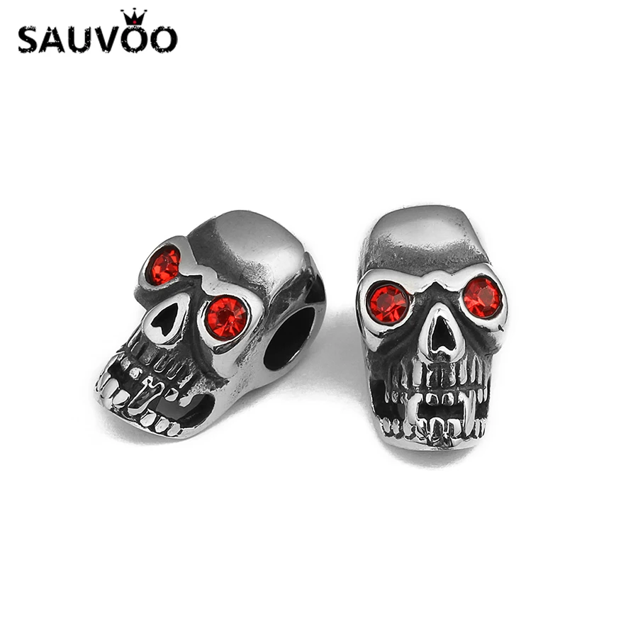 Sauvoo 2 шт. серебристый Цвет Нержавеющая сталь красные черные хрустального черепа
