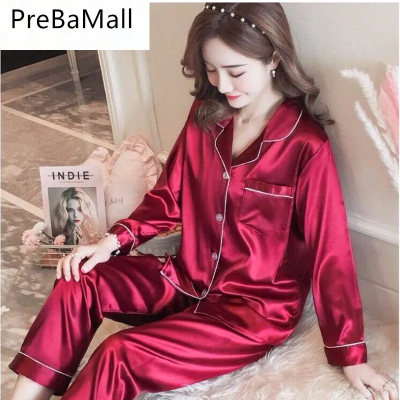 Женские пижамы пижамный комплект пижама с длинными рукавами Pijama шелковые костюм