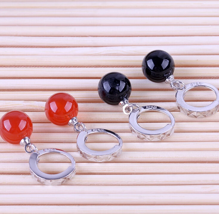 Натуральный лунный камень красный черный шар 8 мм ожерелье серьги Модный