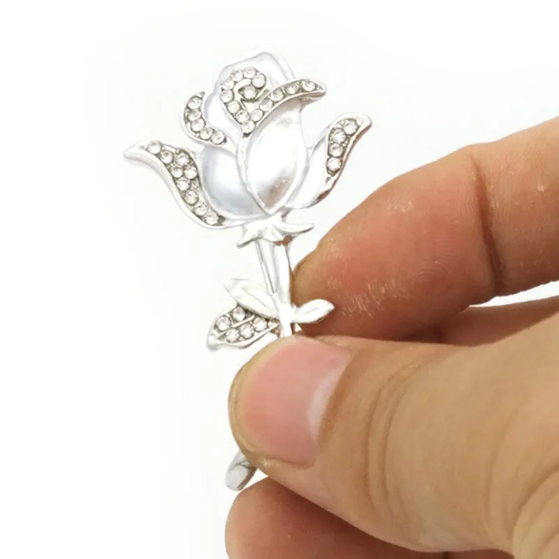 

Hot Rhinestone Rose Flower Enamel Brooch Corsage Scarf Clip Lapel Pin Broches Jewelry Women Sweater Hats Buckles Lot 12 Pcs