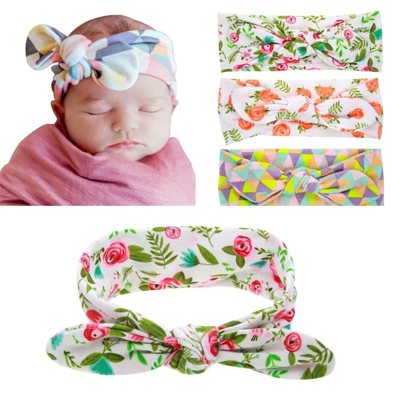 Детская повязка на голову для малышей с цветочным узором и бантом аксессуары