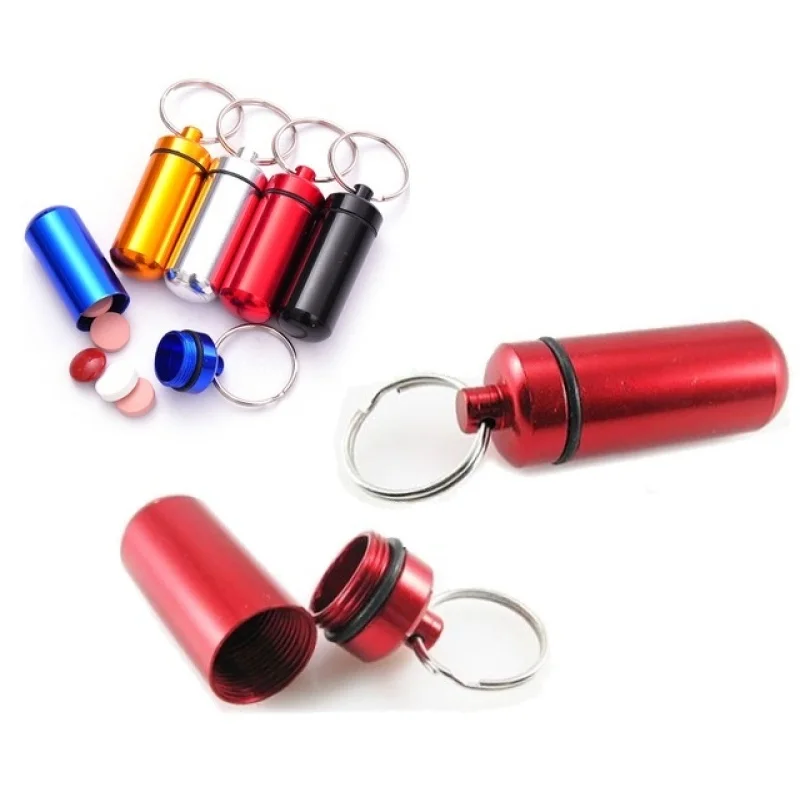 1Pc Waterproof Aluminum Pill Box Medicine Case containerBottle Holder Keychain Carabiner Outdoor pill case pillbox Portable Z35 | Красота и