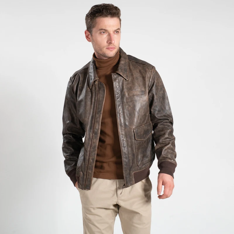 

Free shipping,Brand new Mens 100% genuine leather Jackets,casual classic us army A-2 cowhide jacket,vintage coat.flight clothes