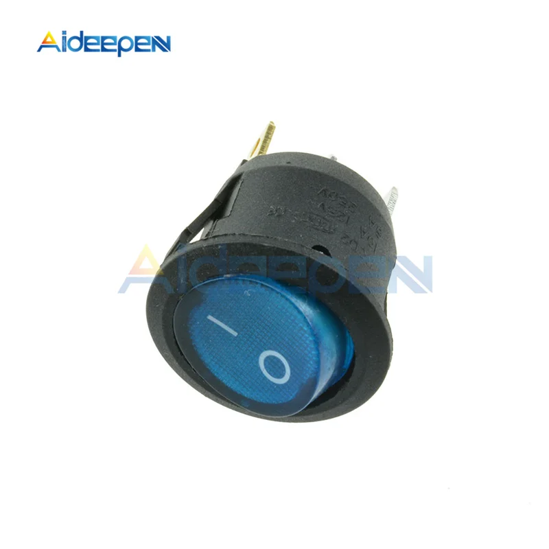 round square Blue AC 250V 6A 125V 10A Mini 3 Pin Светодиодный светильник выключатель автомобиля Лодка Круглый Рокер ON/выкл кнопка переключения переключатель синего, желтого, красного, зеленого и черного цвета для девочек - Цвет: round square Blue