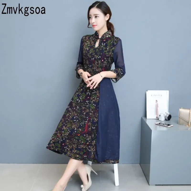 Zmvkgsoa 2018 оригинальный ретро Платья для женщин Дизайн Китай Ветер Cheongsam Винтаж дамы