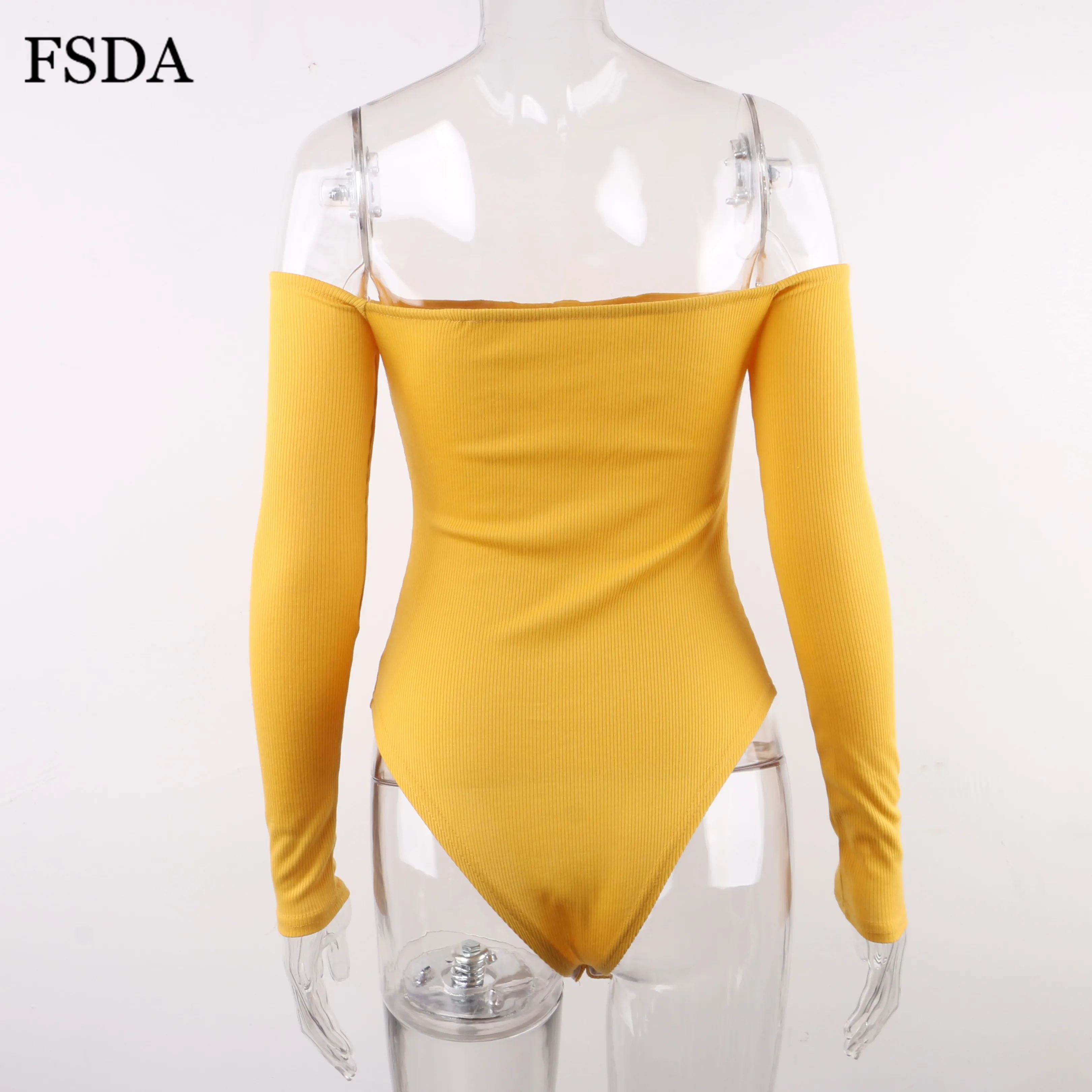 Женское боди с открытыми плечами FSDA повседневное обтягивающее открытой спиной